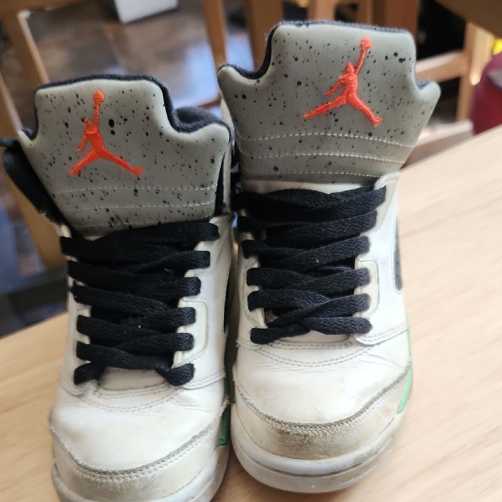 Jordan Kids White, Black & Orange High-Top Sneakers